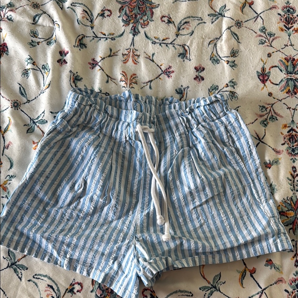 Lole High Waist Blue and White Striped Shorts